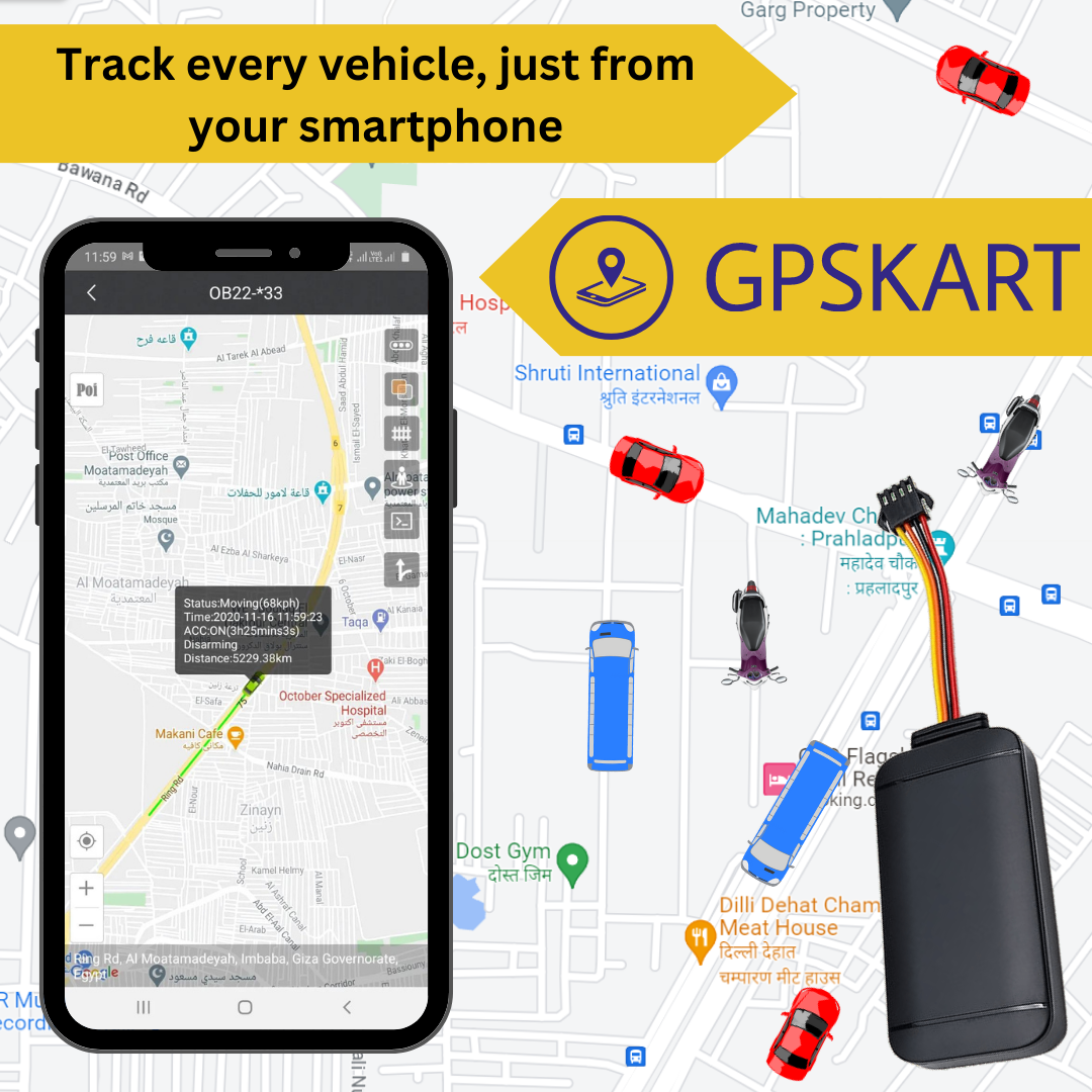 GPS tracker for any vehicle with 1 Year Airtel SIM & tracking Software